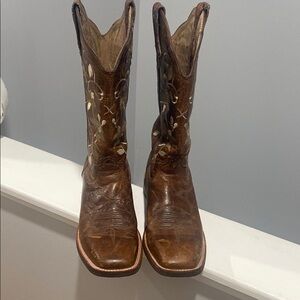 Twisted X Brown Heeled Boots Floral Embroidery Western Concert Leather Size 10 B
